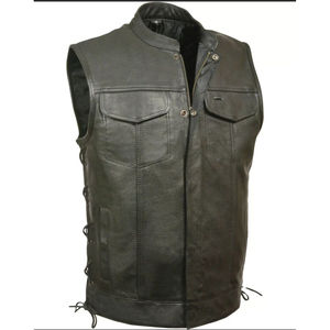Milwaukee Leather Men's Side Lace Snap/Zip Front Club Style Vest - Lkm3712-Black